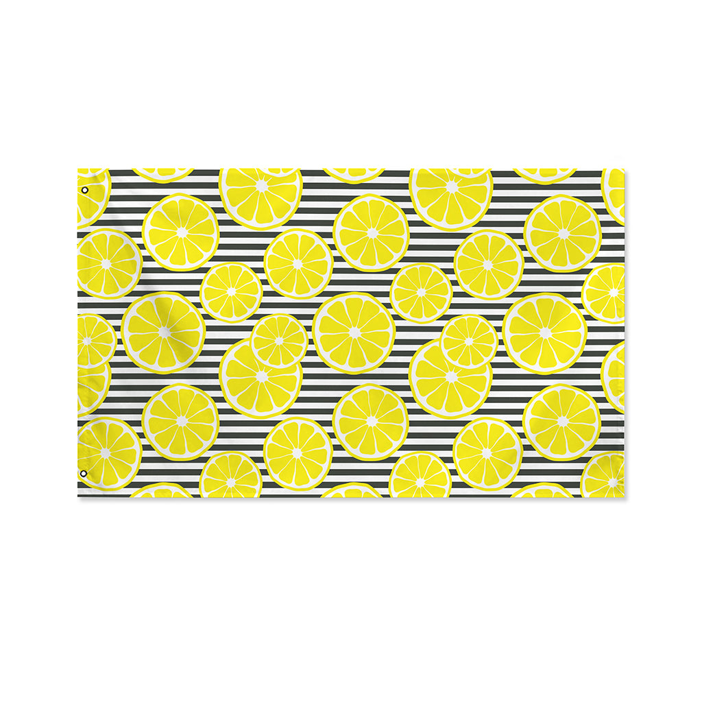 Lemon Striped Pattern Print Polyester Flag