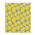 Lemon Striped Pattern Print Polyester Shower Curtain