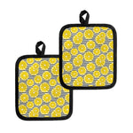 Lemon Striped Pattern Print Pot Holders