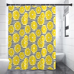Lemon Striped Pattern Print Premium Shower Curtain