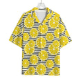 Lemon Striped Pattern Print Rayon Hawaiian Shirt