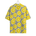 Lemon Striped Pattern Print Rayon Hawaiian Shirt