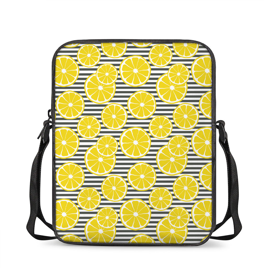 Lemon Striped Pattern Print Rectangular Crossbody Bag