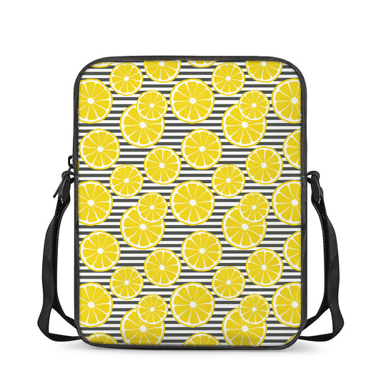 Lemon Striped Pattern Print Rectangular Crossbody Bag