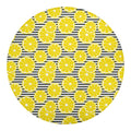 Lemon Striped Pattern Print Round Blanket