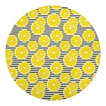 Lemon Striped Pattern Print Round Blanket