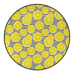 Lemon Striped Pattern Print Round Floor Mat