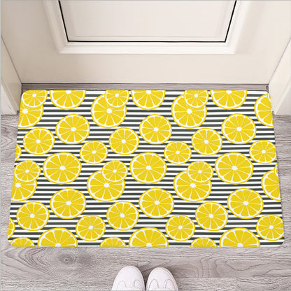 Lemon Striped Pattern Print Rubber Doormat