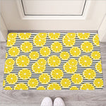 Lemon Striped Pattern Print Rubber Doormat