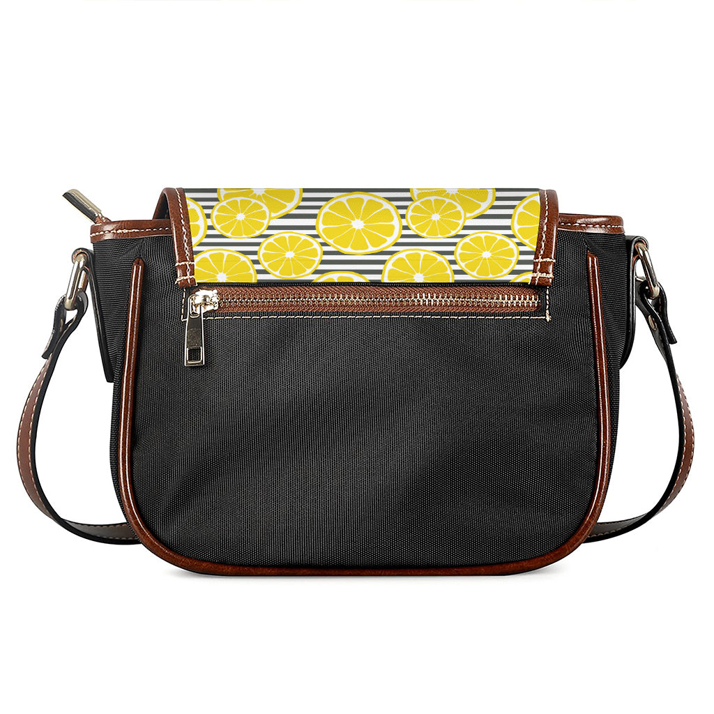 Lemon Striped Pattern Print Saddle Bag