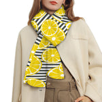 Lemon Striped Pattern Print Scarf