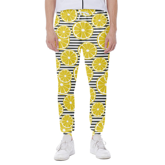 Lemon Striped Pattern Print Scuba Joggers