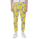 Lemon Striped Pattern Print Scuba Joggers