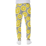 Lemon Striped Pattern Print Scuba Joggers