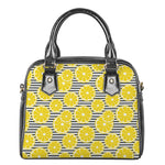 Lemon Striped Pattern Print Shoulder Handbag