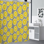 Lemon Striped Pattern Print Shower Curtain