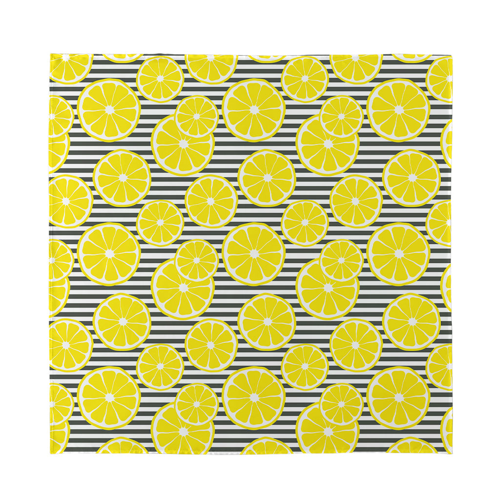 Lemon Striped Pattern Print Silk Bandana