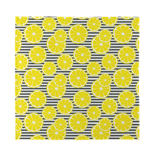 Lemon Striped Pattern Print Silk Bandana