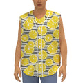 Lemon Striped Pattern Print Sleeveless Baseball Jersey