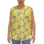 Lemon Striped Pattern Print Sleeveless Baseball Jersey