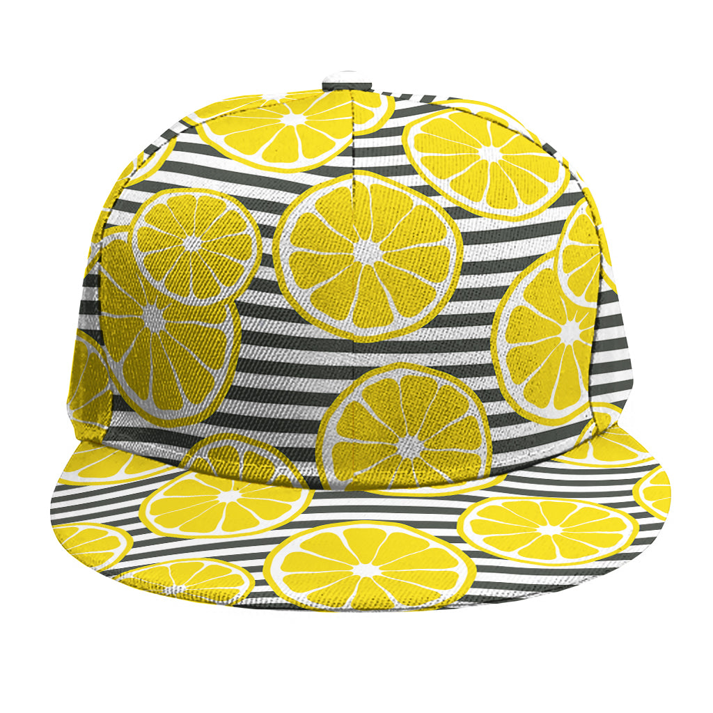 Lemon Striped Pattern Print Snapback Cap