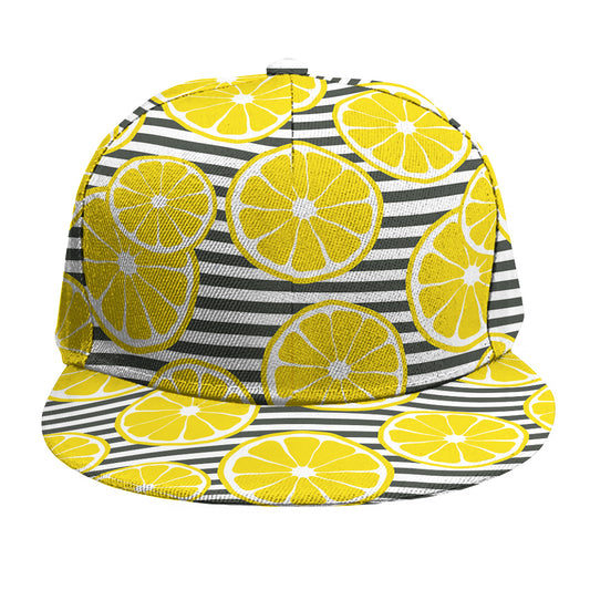 Lemon Striped Pattern Print Snapback Cap