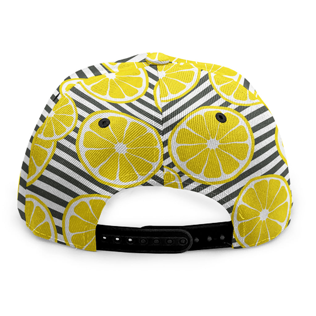 Lemon Striped Pattern Print Snapback Cap