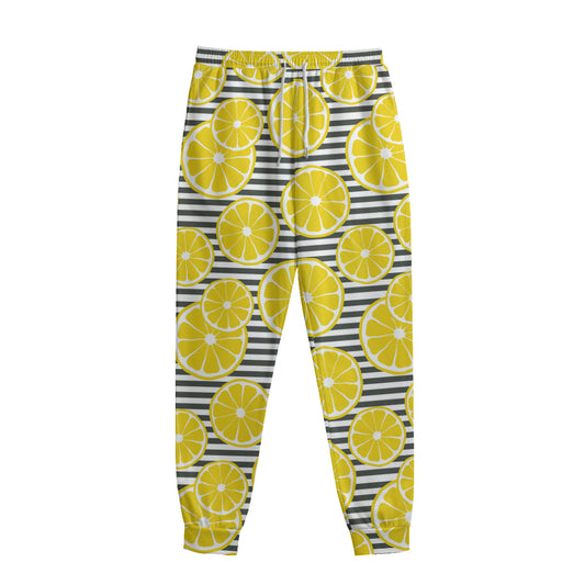 Lemon Striped Pattern Print Sweatpants