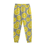 Lemon Striped Pattern Print Sweatpants