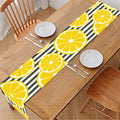 Lemon Striped Pattern Print Table Runner