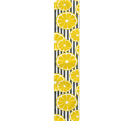 Lemon Striped Pattern Print Table Runner