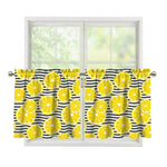 Lemon Striped Pattern Print Tier Curtains