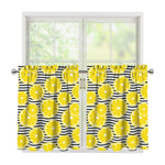 Lemon Striped Pattern Print Tier Curtains