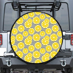 Lemon Striped Pattern Print Tire Cover