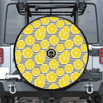 Lemon Striped Pattern Print Tire Cover With Camera Hole