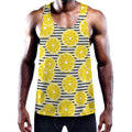 Lemon Striped Pattern Print Men's Workout Tank Top