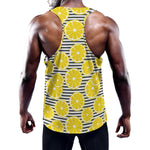 Lemon Striped Pattern Print Training Tank Top