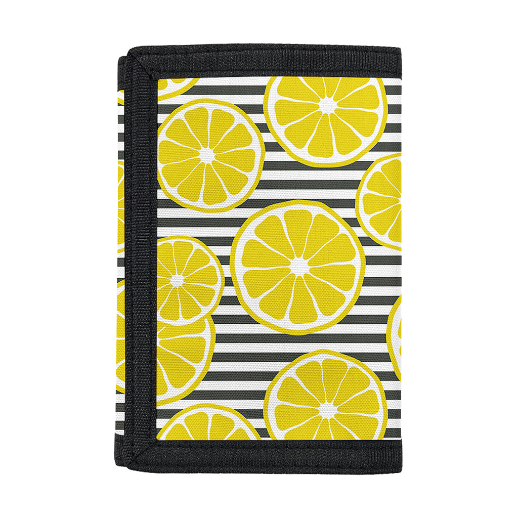 Lemon Striped Pattern Print Trifold Wallet