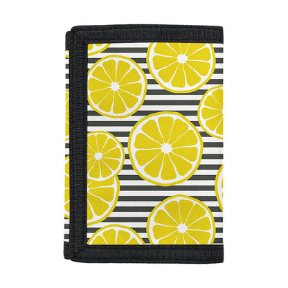 Lemon Striped Pattern Print Trifold Wallet