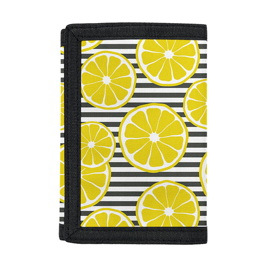 Lemon Striped Pattern Print Trifold Wallet