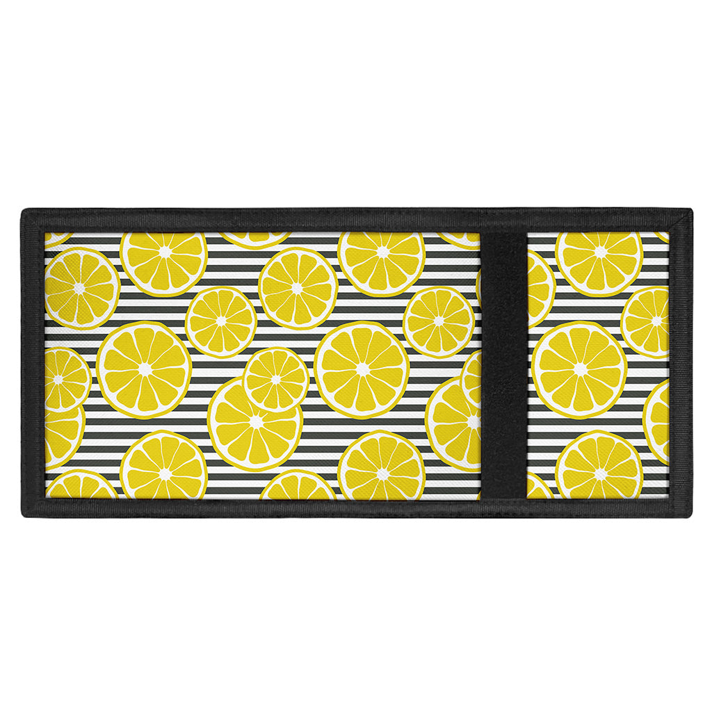 Lemon Striped Pattern Print Trifold Wallet
