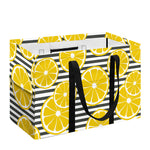 Lemon Striped Pattern Print Utility Tote Bag