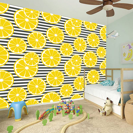 Lemon Striped Pattern Print Wall Sticker