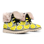 Lemon Striped Pattern Print Winter Boots