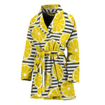 Lemon Striped Pattern Print Women's Bathrobe