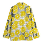 Lemon Striped Pattern Print Women's Blazer