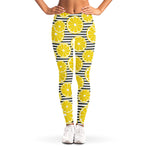 Lemon Striped Pattern Print Women's Leggings