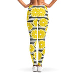 Lemon Striped Pattern Print Women's Leggings