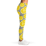 Lemon Striped Pattern Print Women's Leggings