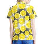 Lemon Striped Pattern Print Women's Polo Shirt